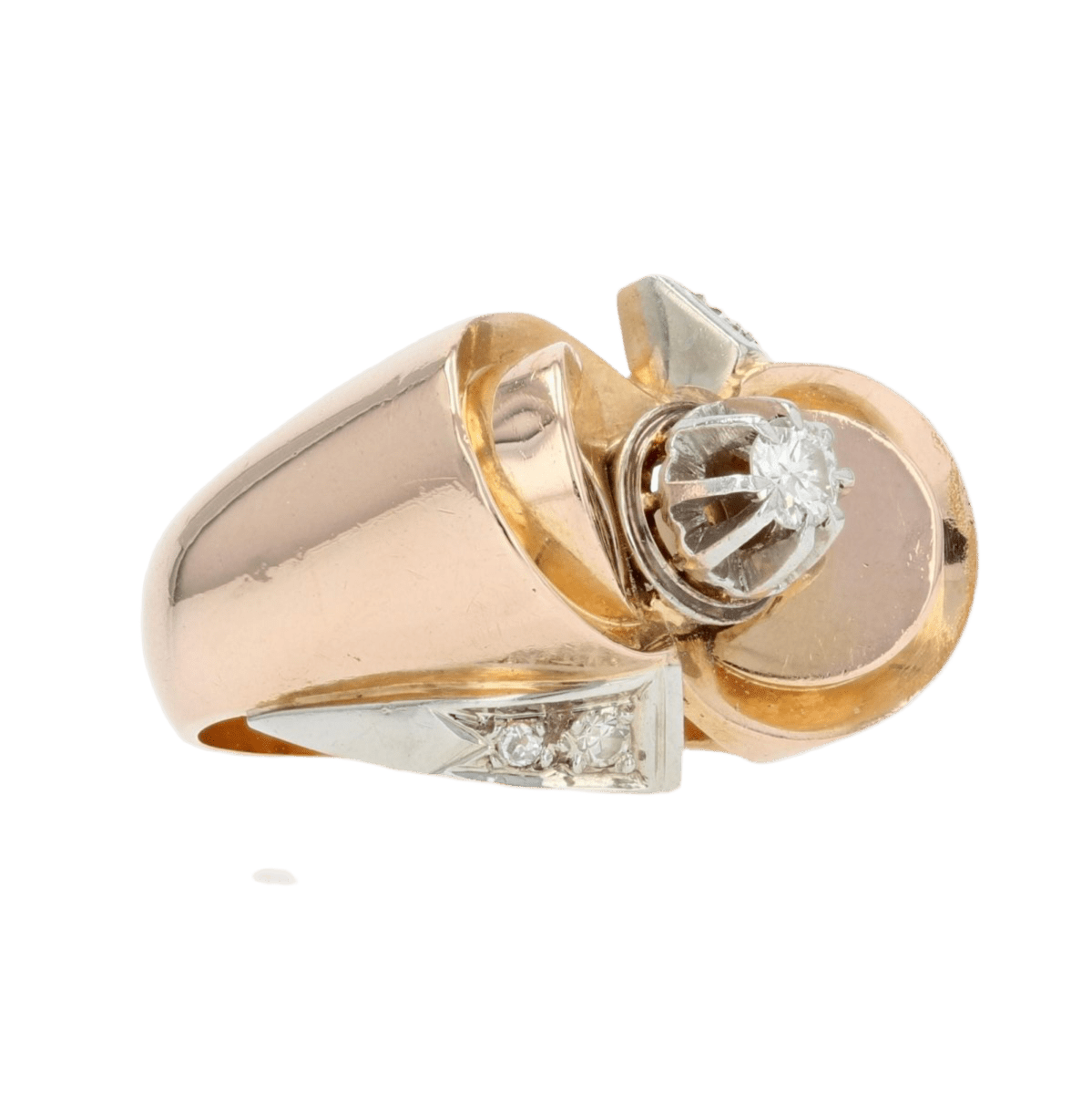 Bague Tank en or rose, platine et diamants - Castafiore