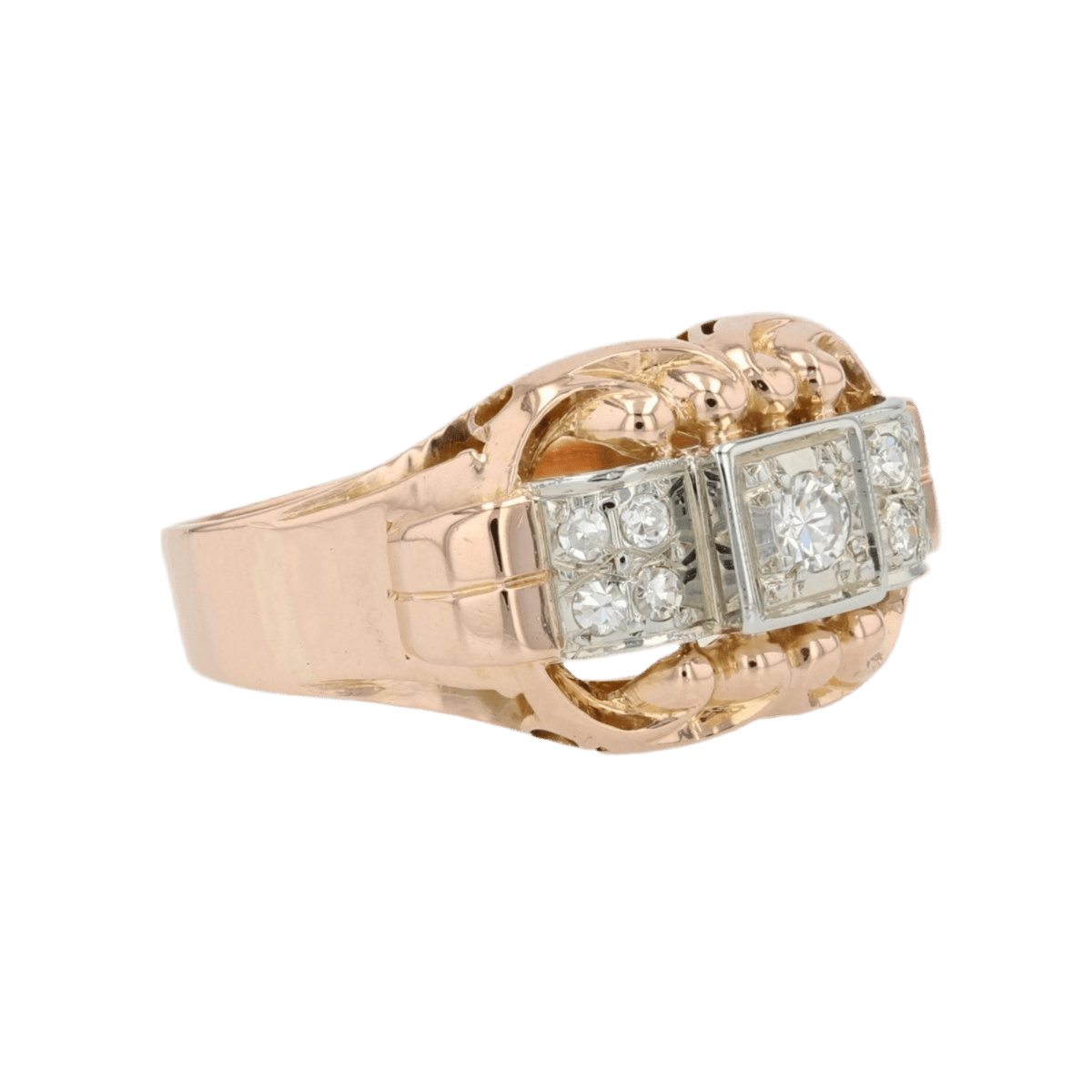 Bague Tank en or rose, platine et diamants - Castafiore