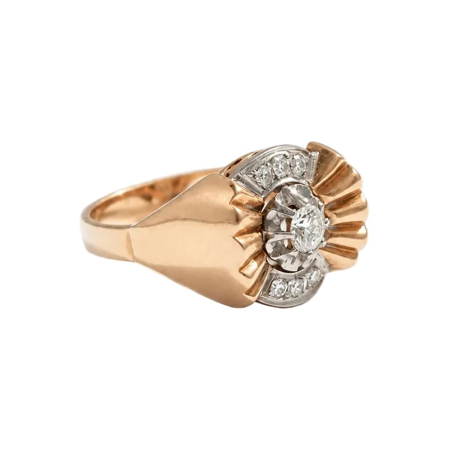 Bague Tank en or rose, platine et diamants - Castafiore