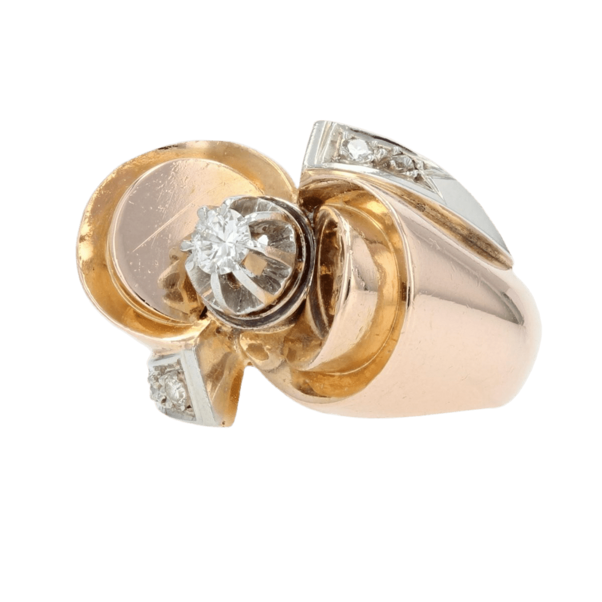 Bague Tank en or rose, platine et diamants - Castafiore