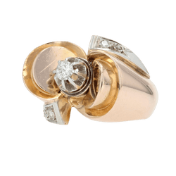 Bague Tank en or rose, platine et diamants - Castafiore