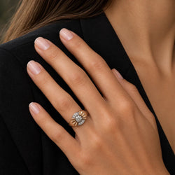 Bague Tank en or rose, platine et diamants - Castafiore