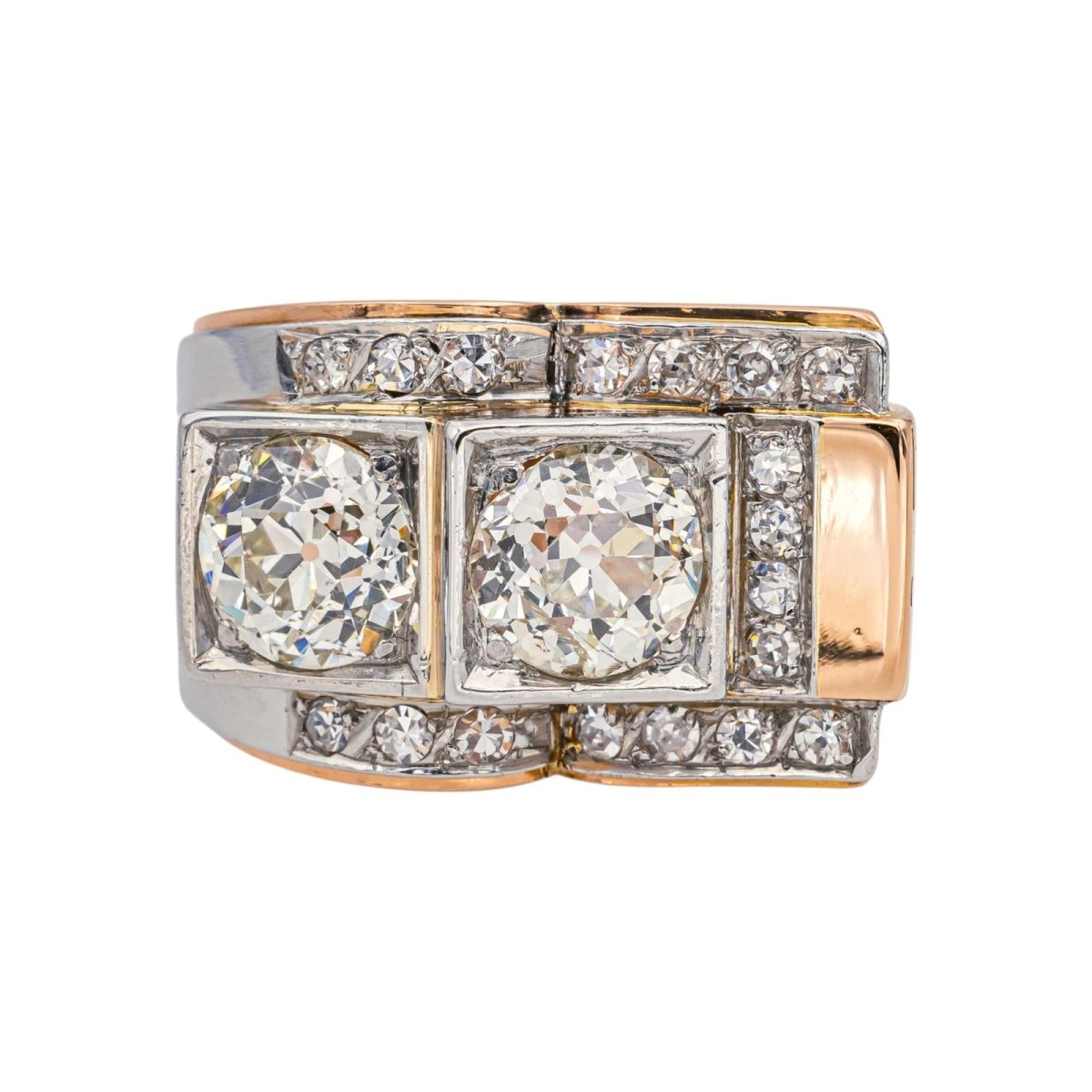 Bague Tank en or rose, platine et diamants - Castafiore