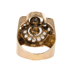 Bague Tank en or rose, platine, perles et diamants - Castafiore