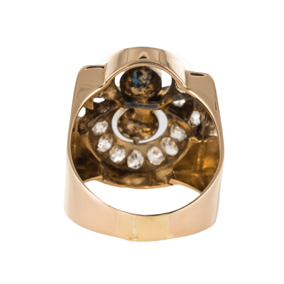 Bague Tank en or rose, platine, perles et diamants - Castafiore