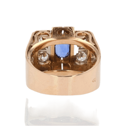 Bague Tank en or rose, platine, saphir et diamants - Castafiore