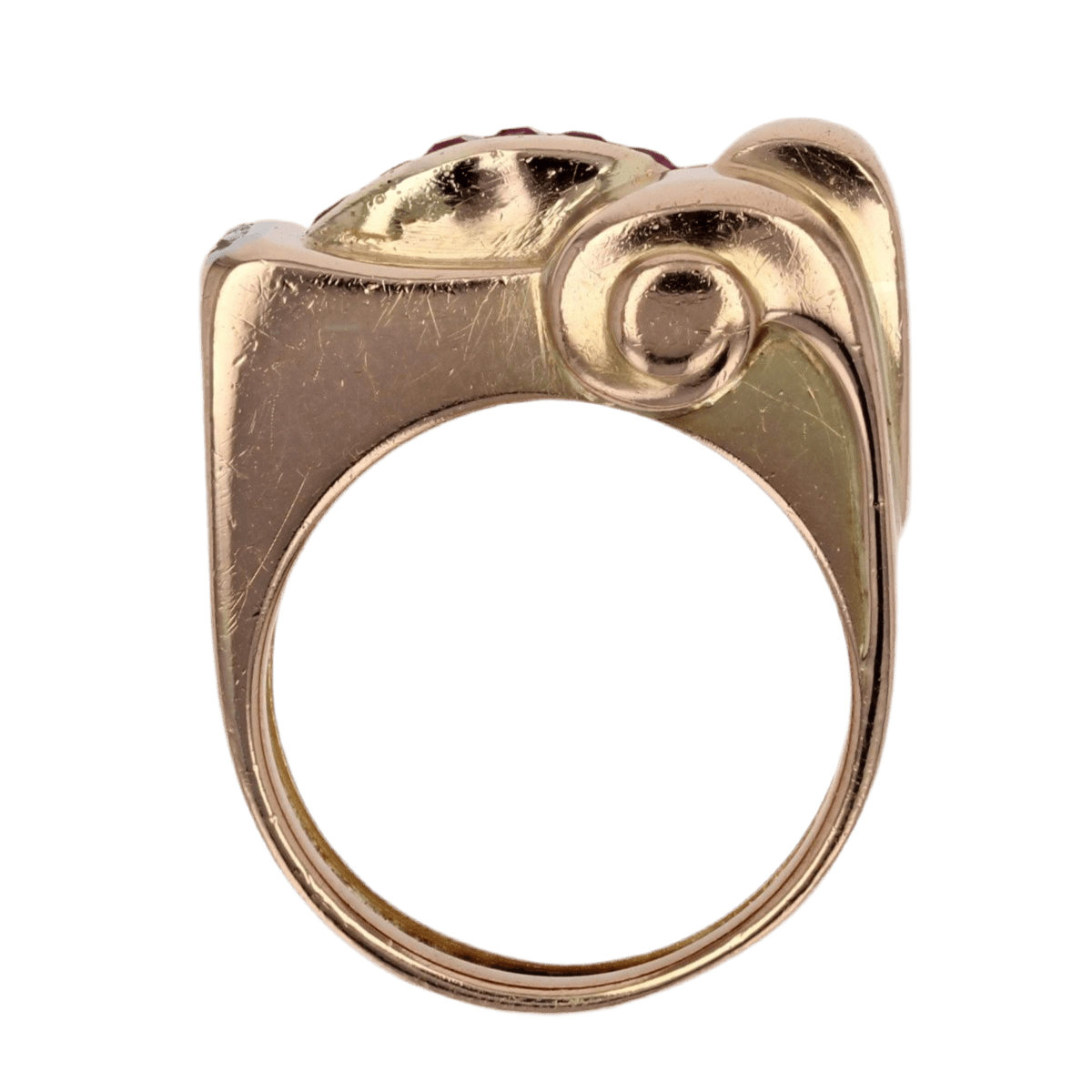 Bague Tank en or rose, rubis et diamants - Castafiore