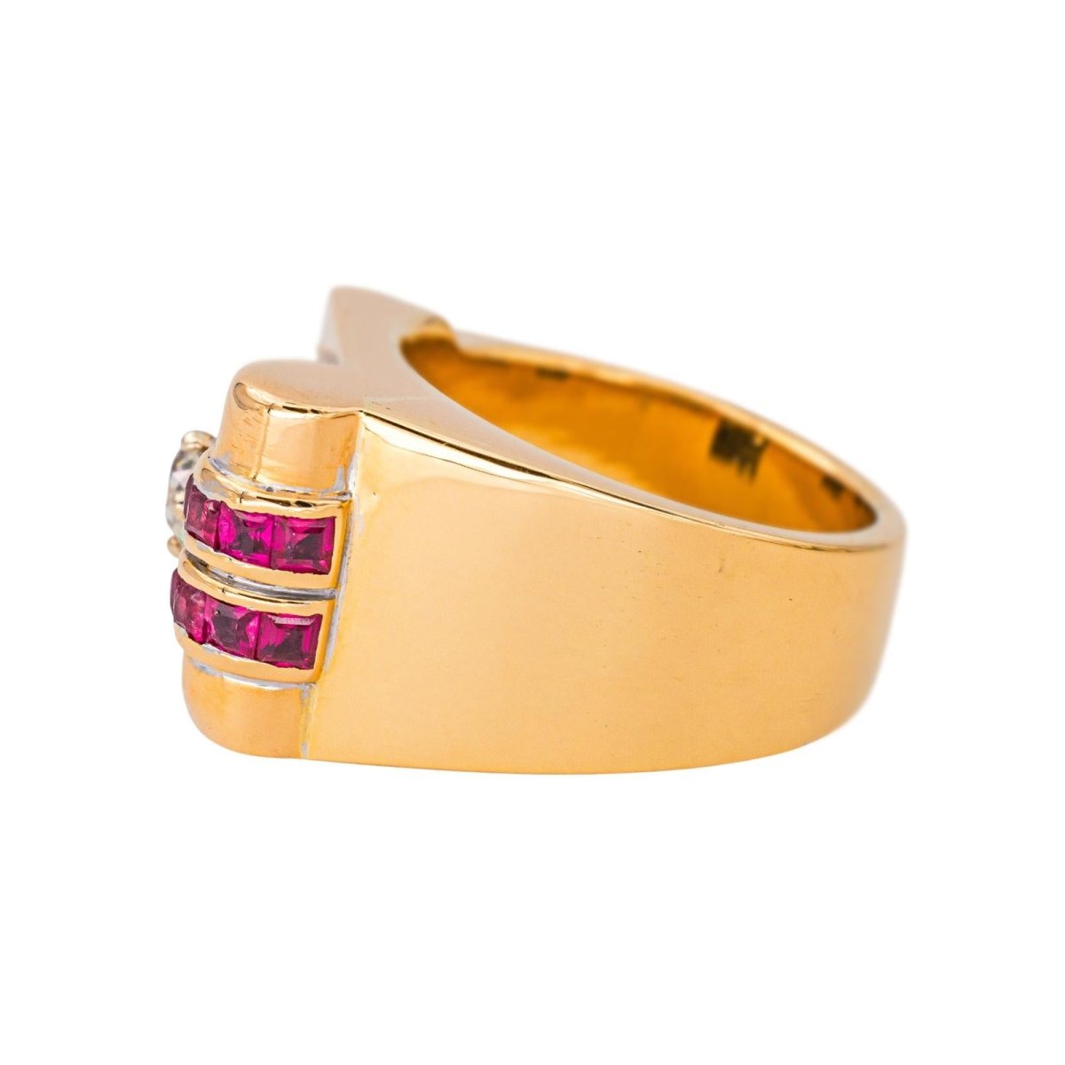 Bague Tank en or rose, rubis et diamants - Castafiore