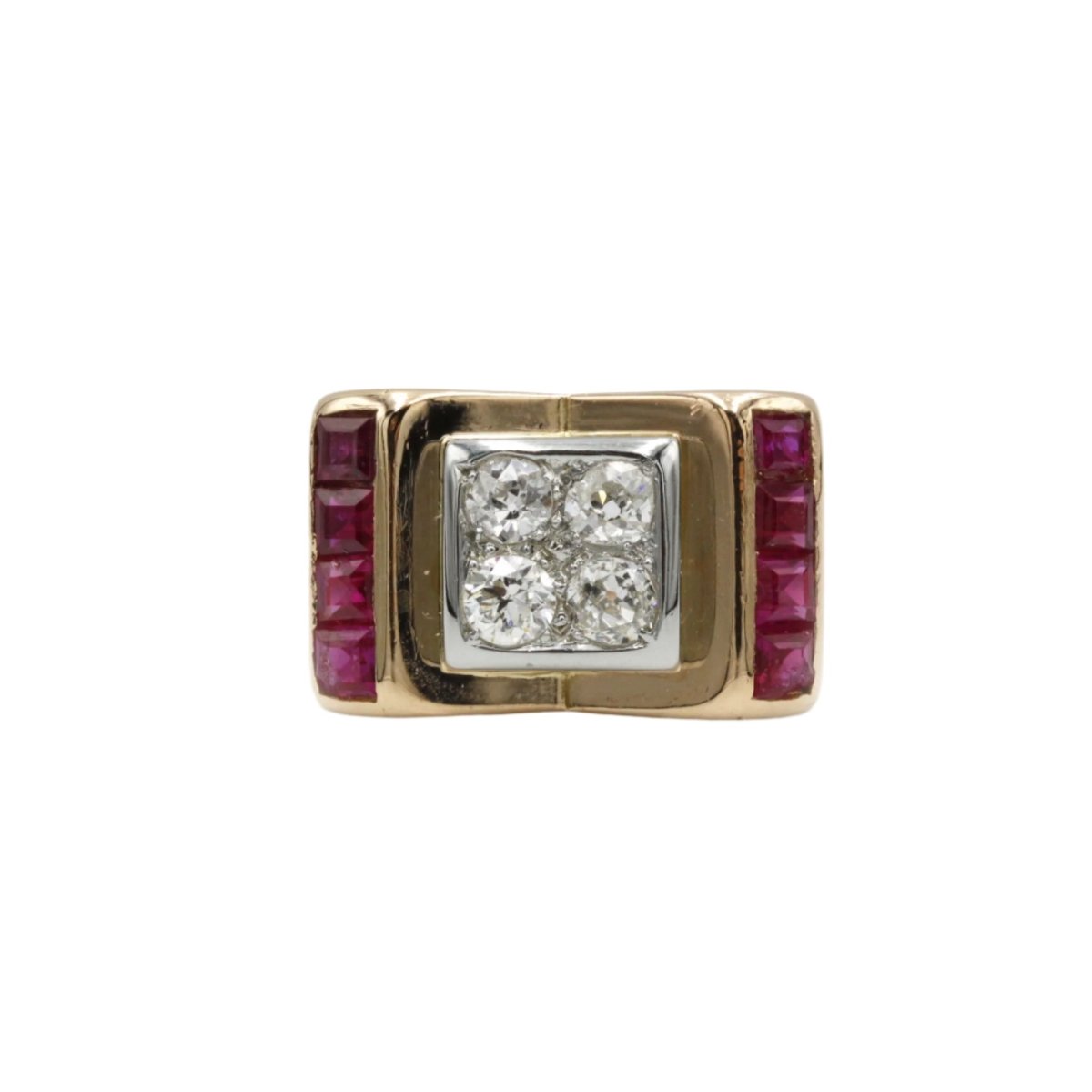 Bague Tank en or, rubis et diamants - Castafiore