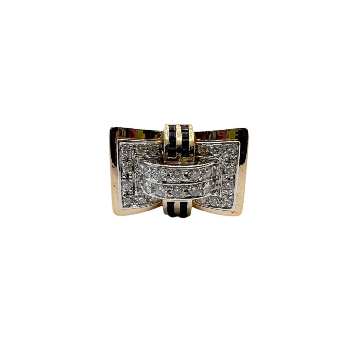 Bague Tank en or, saphirs et diamants - Castafiore
