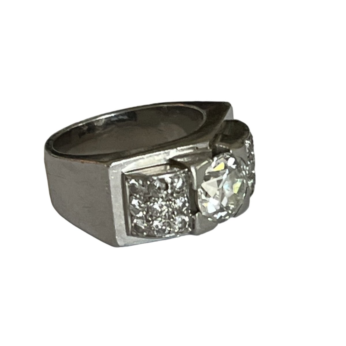 Bague Tank en platine et diamants - Castafiore
