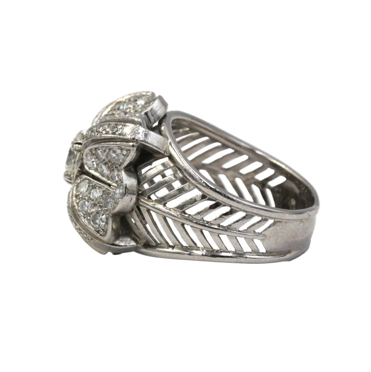 Bague Tank en platine et diamants - Castafiore