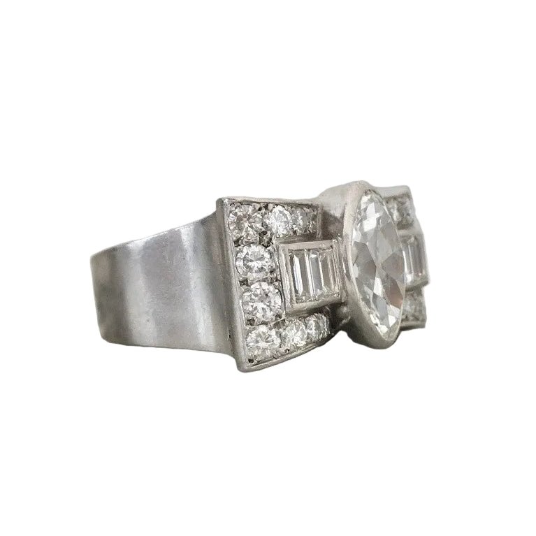 Bague Tank en platine et diamants - Castafiore