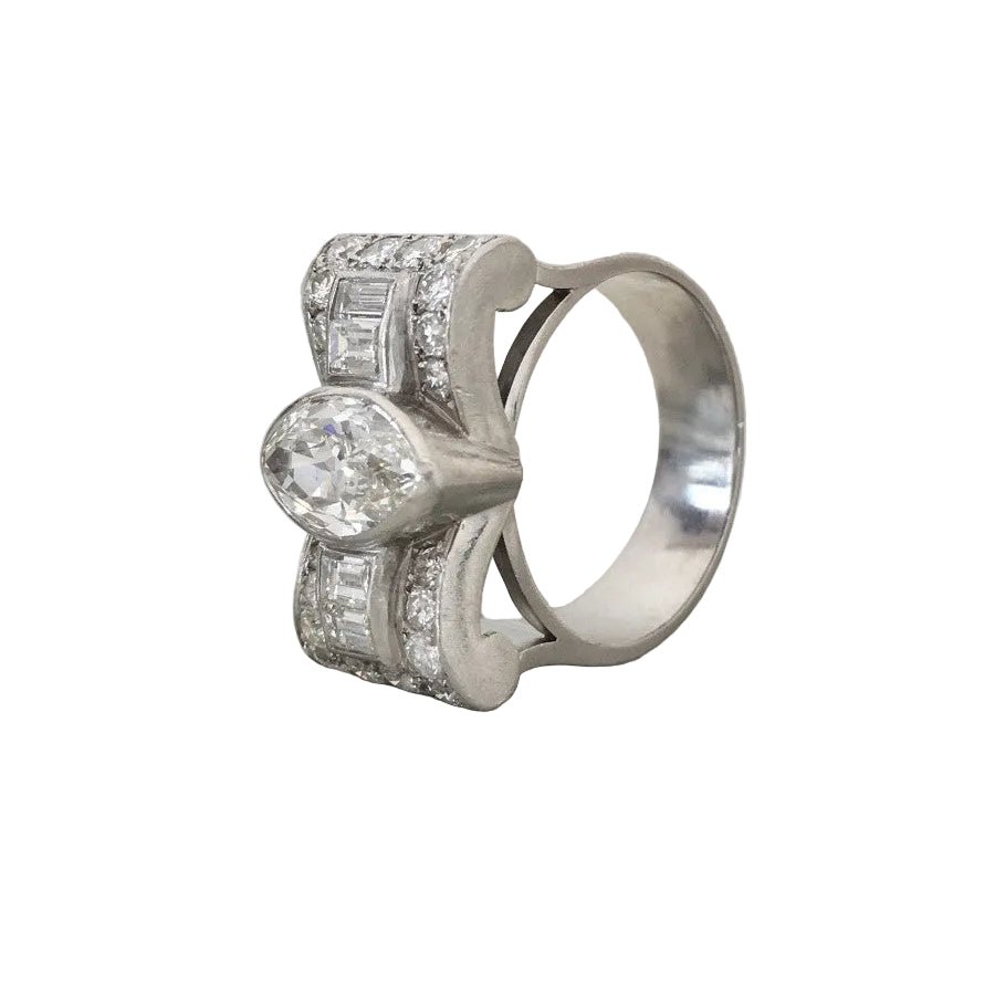 Bague Tank en platine et diamants - Castafiore