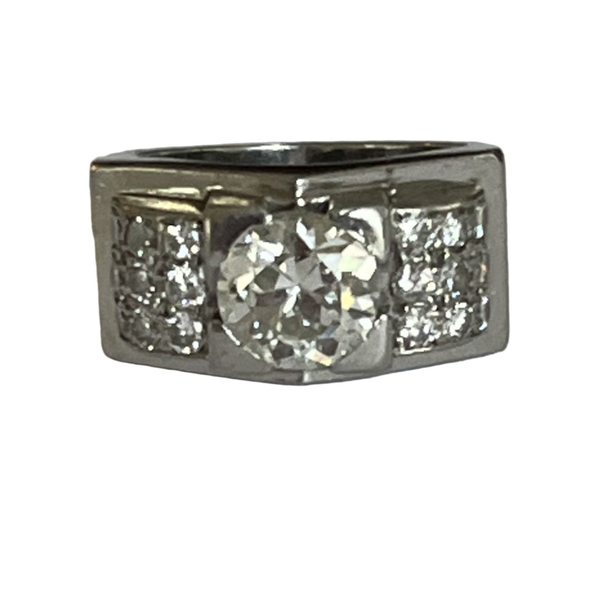 Bague Tank en platine et diamants - Castafiore