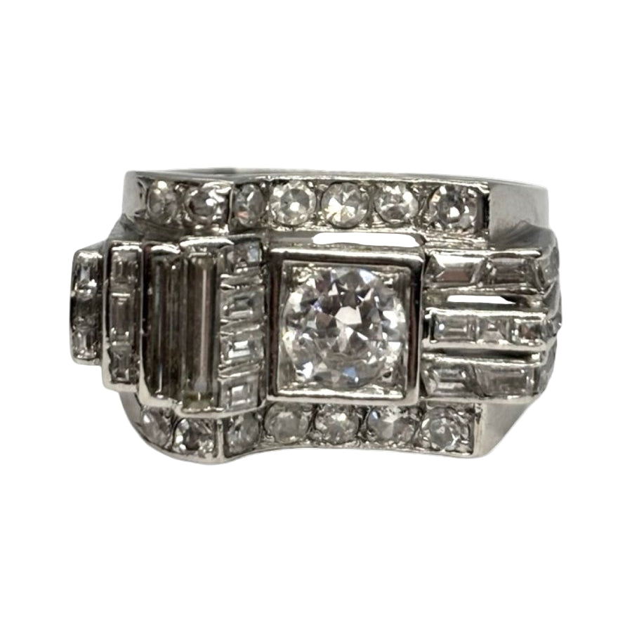 Bague Tank en platine et diamants - Castafiore