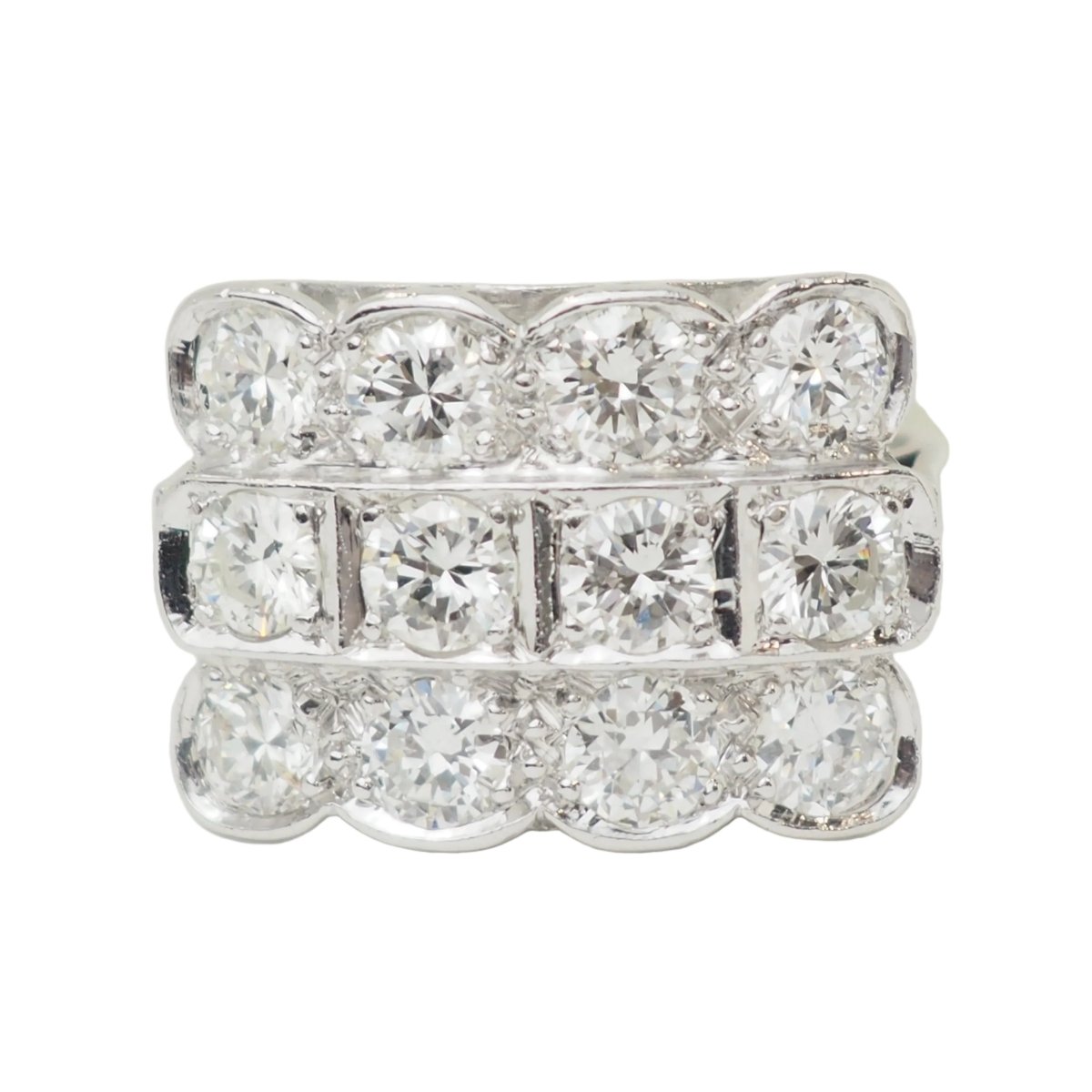 Bague Tank en platine et diamants - Castafiore