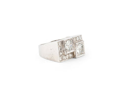 Bague Tank en platine et diamants - Castafiore