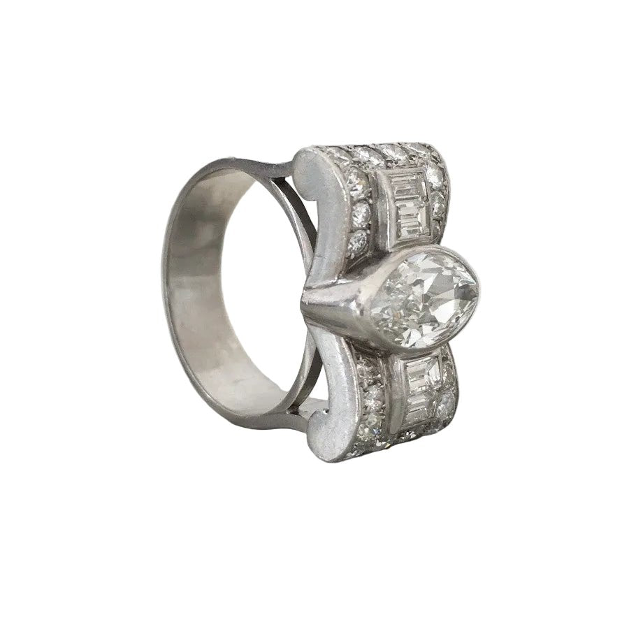 Bague Tank en platine et diamants - Castafiore