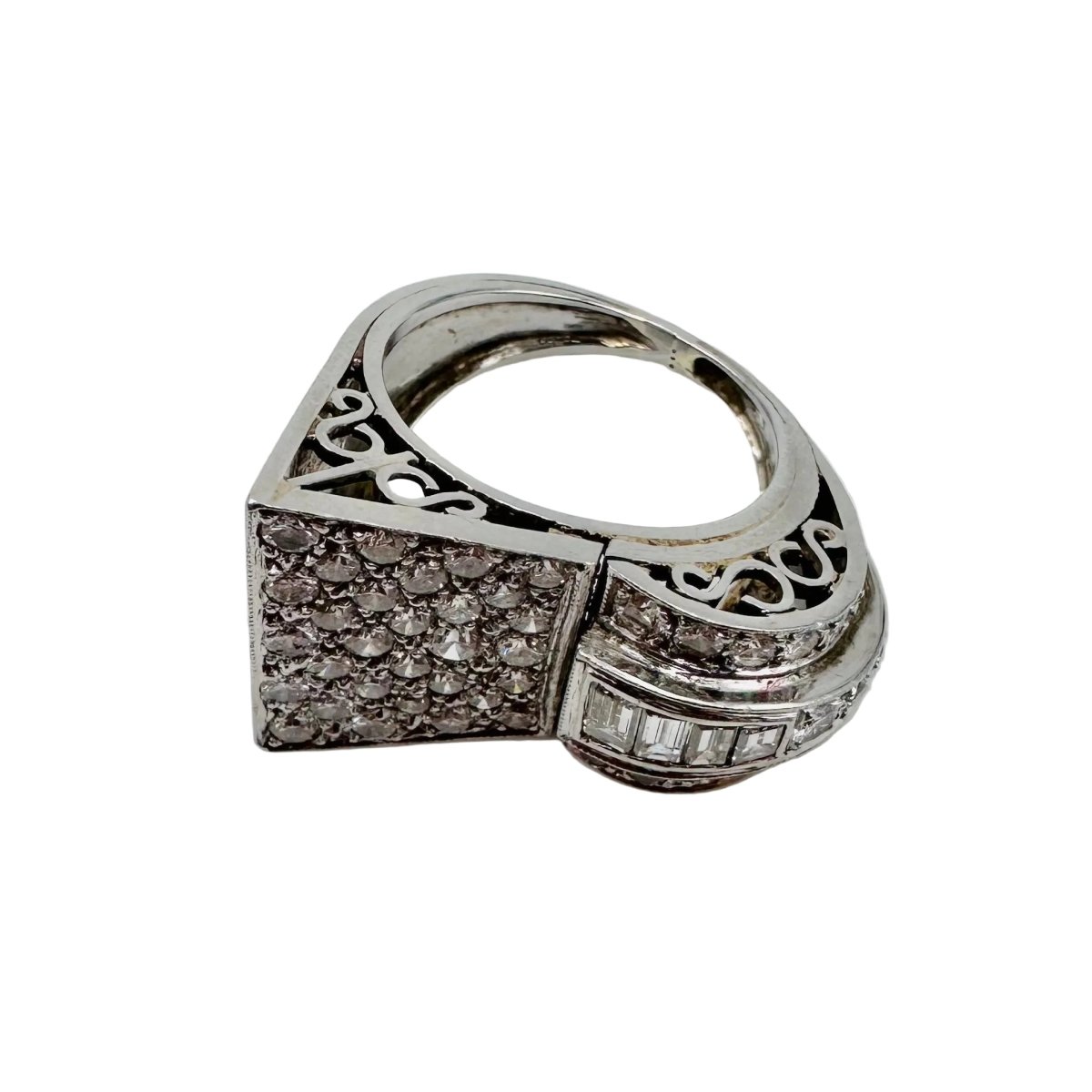 Bague Tank en platine et diamants
