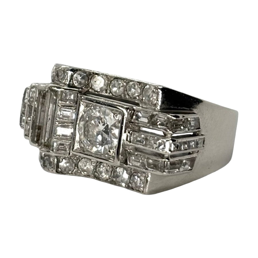 Bague Tank en platine et diamants - Castafiore
