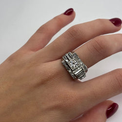 Bague Tank en platine et diamants - Castafiore