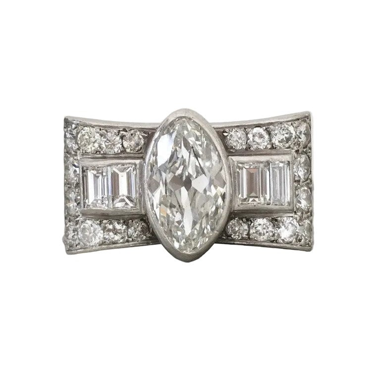 Bague Tank en platine et diamants - Castafiore