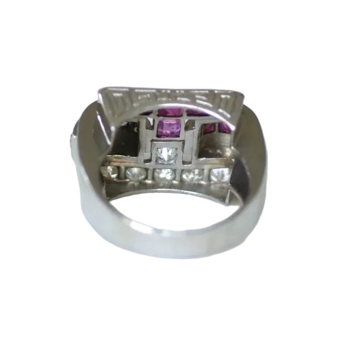 Bague Tank en platine, rubis et diamants - Castafiore