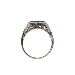 Bague Tank en platine, saphir et diamants - Castafiore