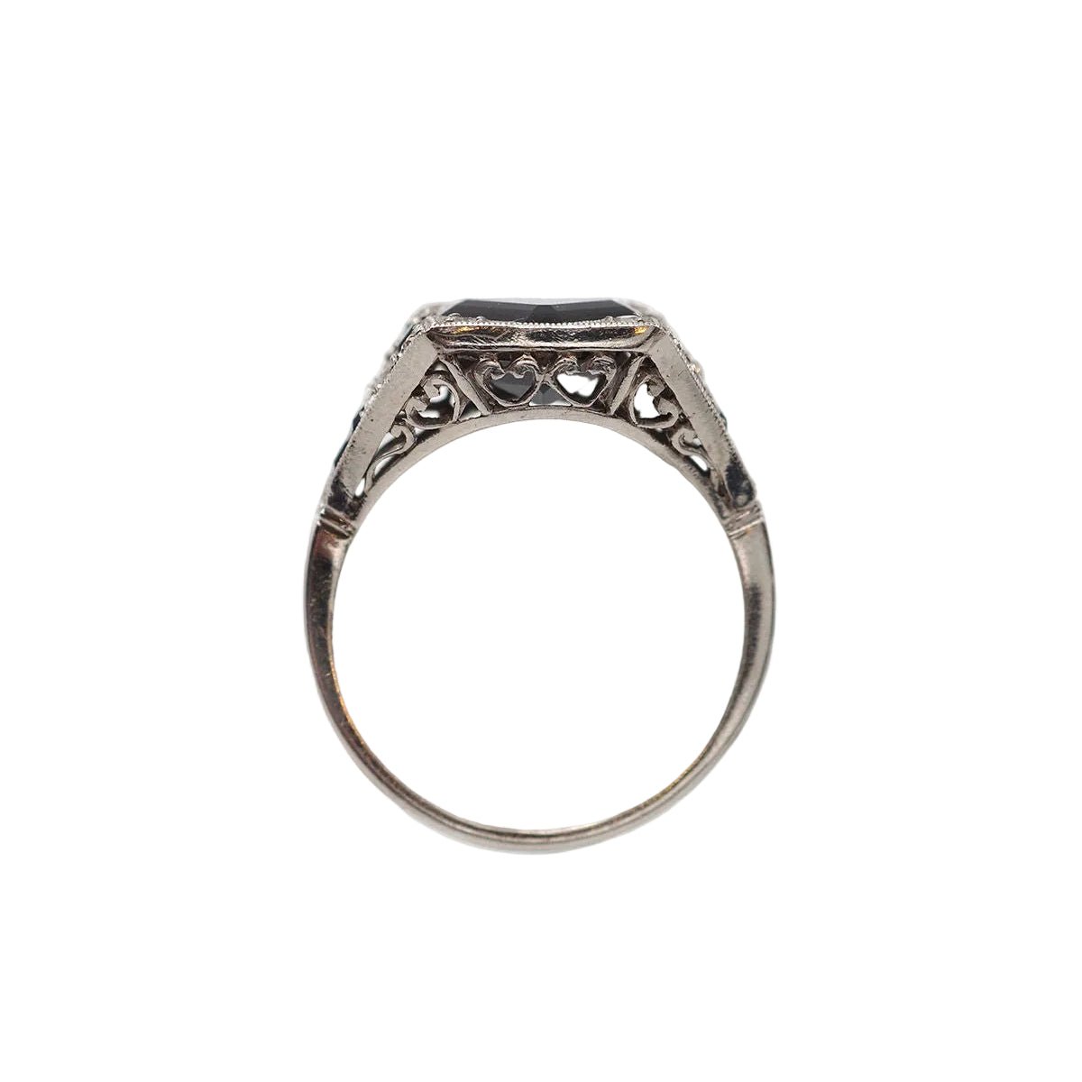 Bague Tank en platine, saphir et diamants - Castafiore