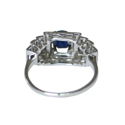 Bague Tank en platine, saphir et diamants - Castafiore