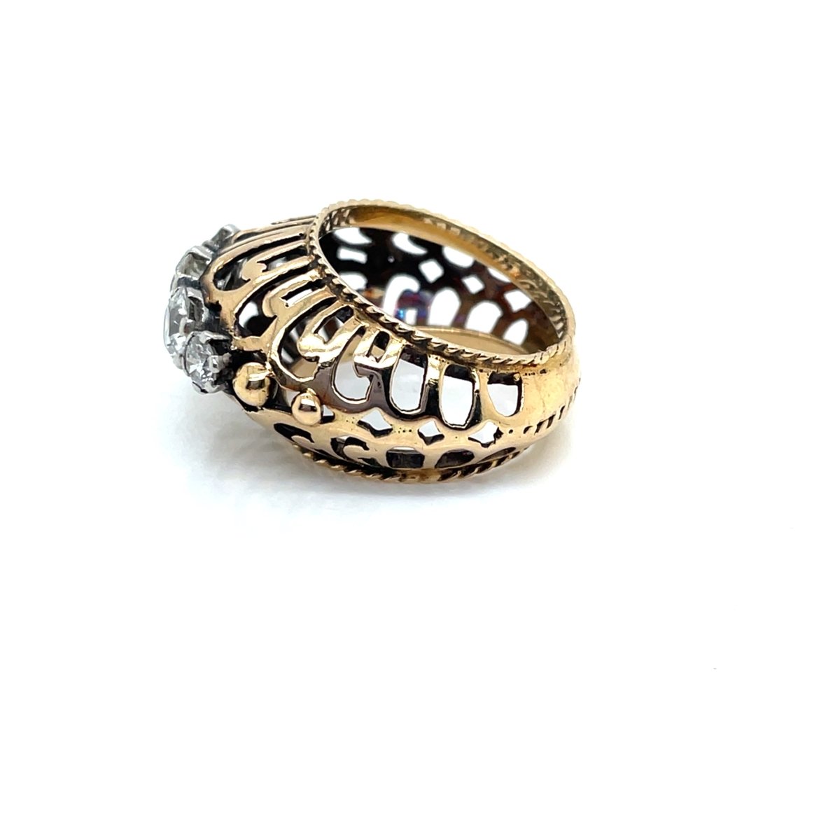 Bague tank jarretière en or jaune et diamants - Castafiore
