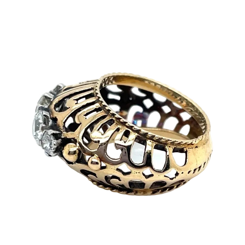 Bague tank jarretière en or jaune et diamants - Castafiore