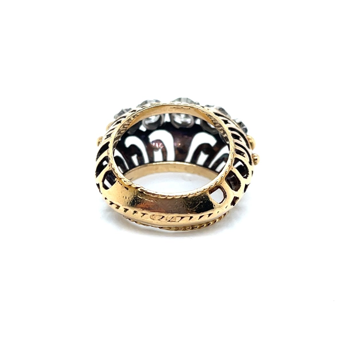 Bague tank jarretière en or jaune et diamants - Castafiore