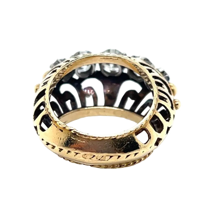 Bague tank jarretière en or jaune et diamants - Castafiore