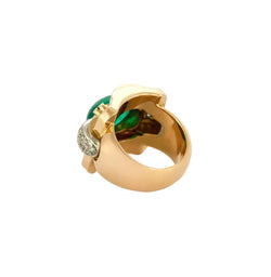 Bague Tank MELLERIO en or jaune, émeraude et Diamants - Castafiore