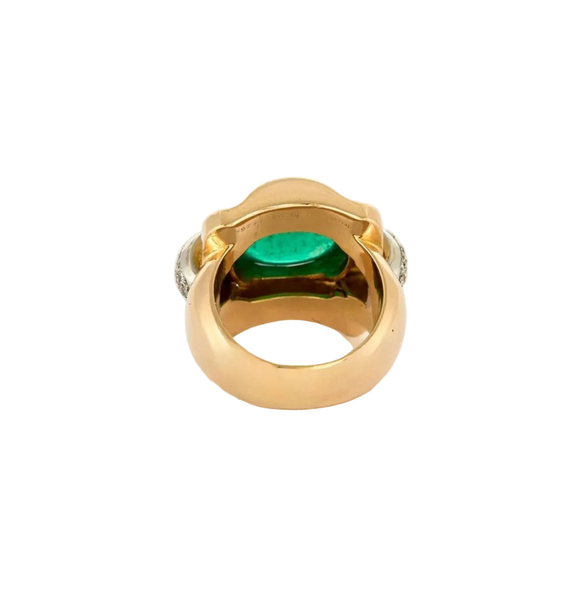 Bague Tank MELLERIO en or jaune, émeraude et Diamants - Castafiore