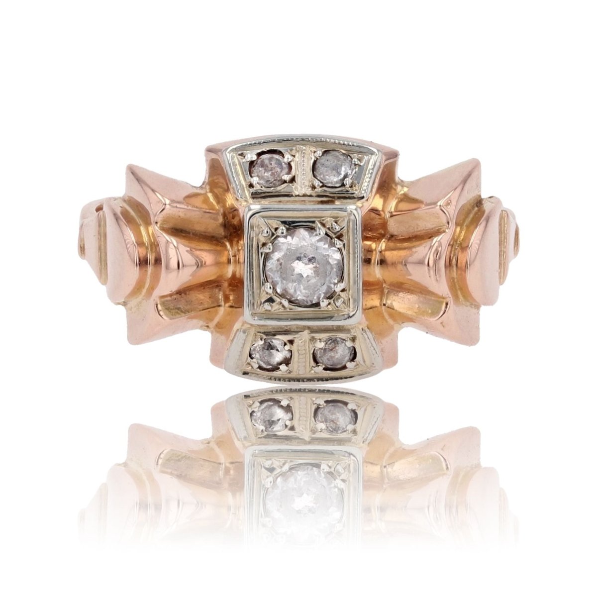 Bague tank nud saphirs blancs - Castafiore