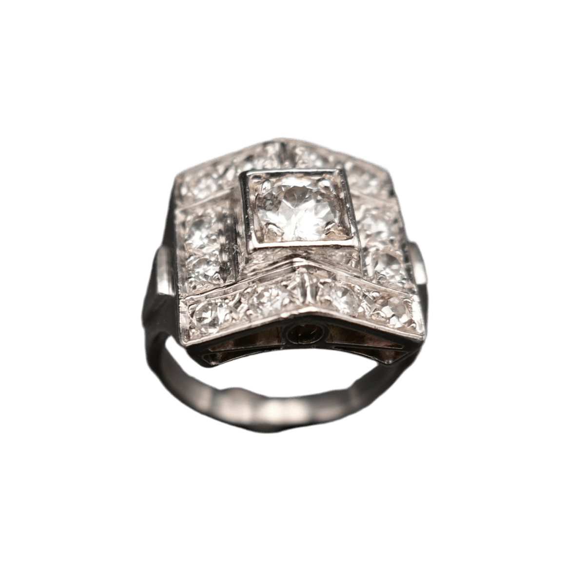 Bague Tank or blanc, platine et diamants - Castafiore