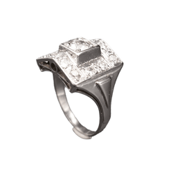 Bague Tank or blanc, platine et diamants - Castafiore