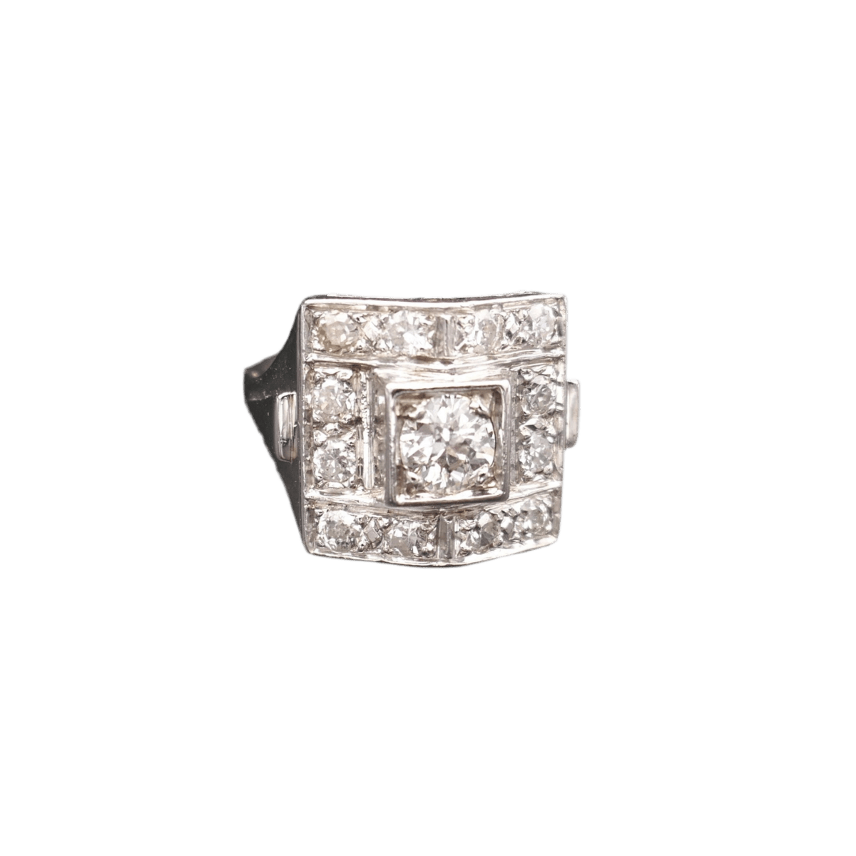 Bague Tank or blanc, platine et diamants - Castafiore