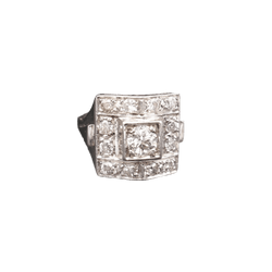 Bague Tank or blanc, platine et diamants - Castafiore