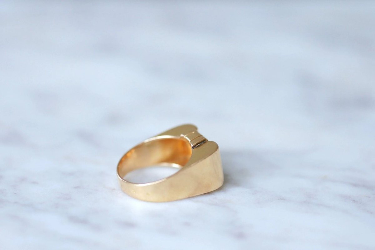 Bague Tank or et saphir - Castafiore