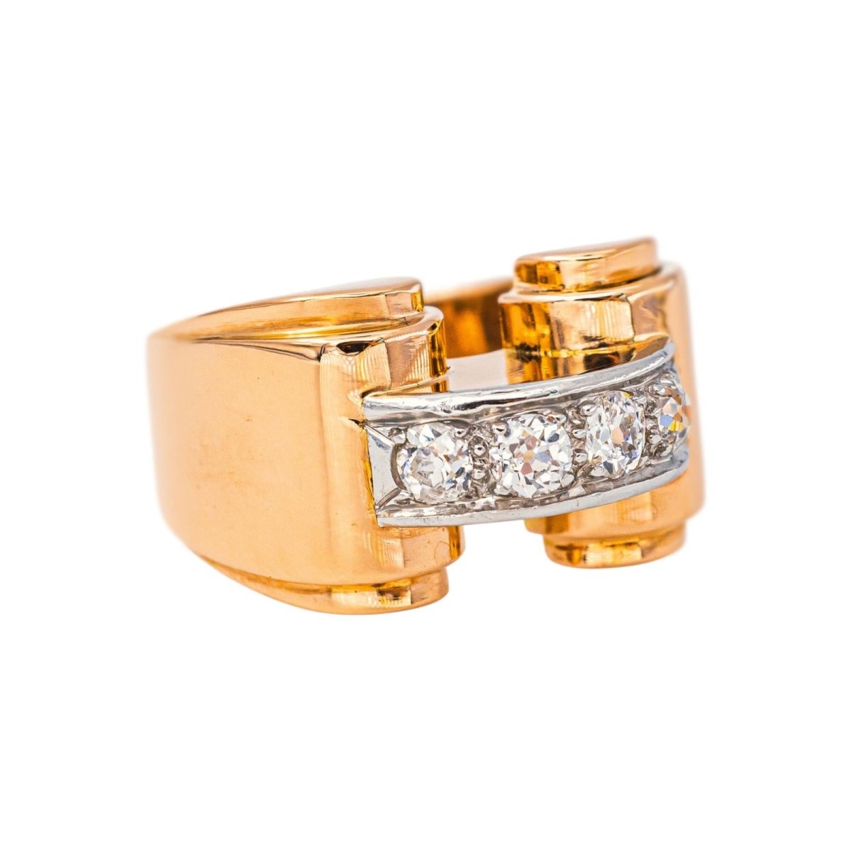 Bague Tank Or jaune Diamant - Castafiore