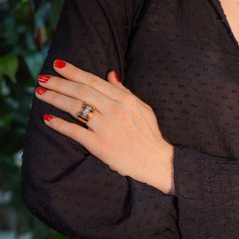 Bague Tank Or jaune Diamant - Castafiore