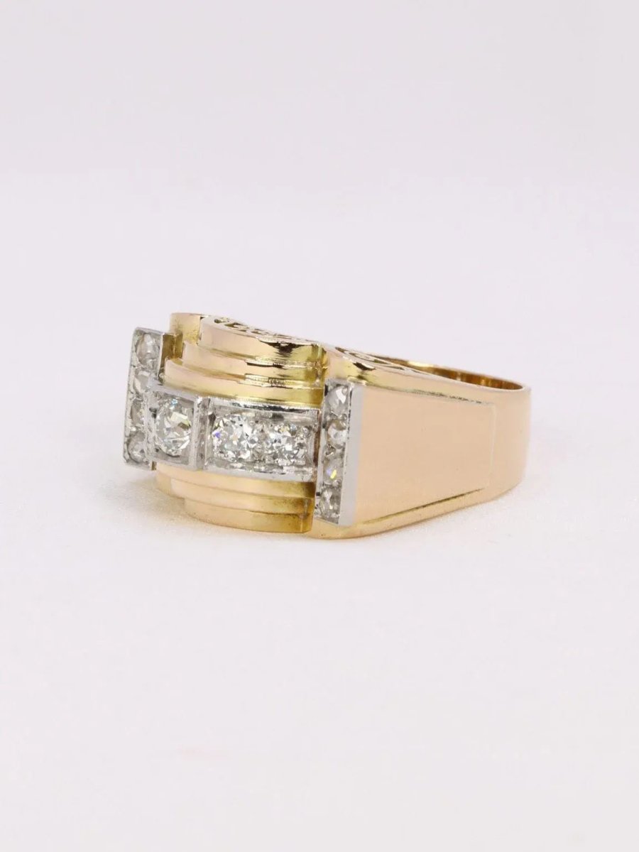 Bague tank or jaune diamants - Castafiore