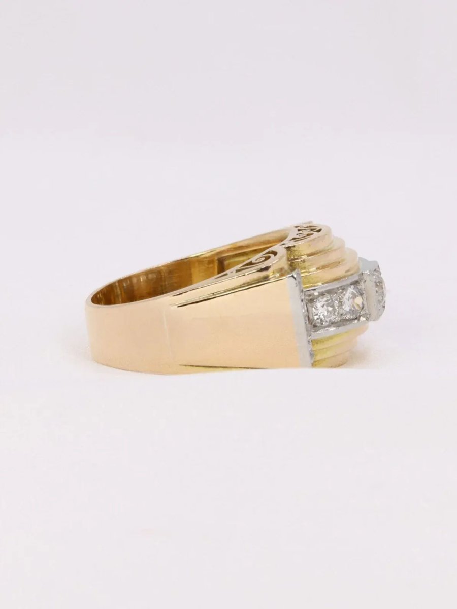 Bague tank or jaune diamants - Castafiore