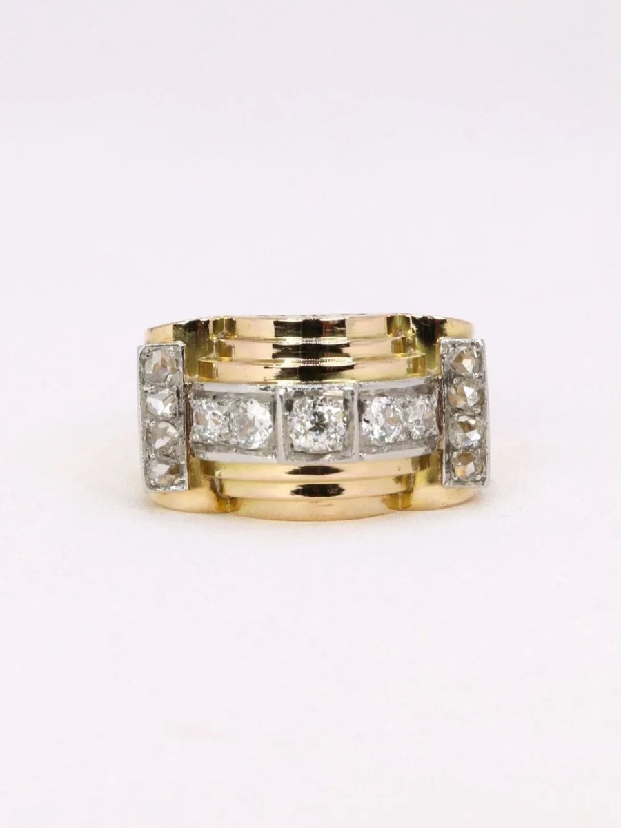 Bague tank or jaune diamants - Castafiore