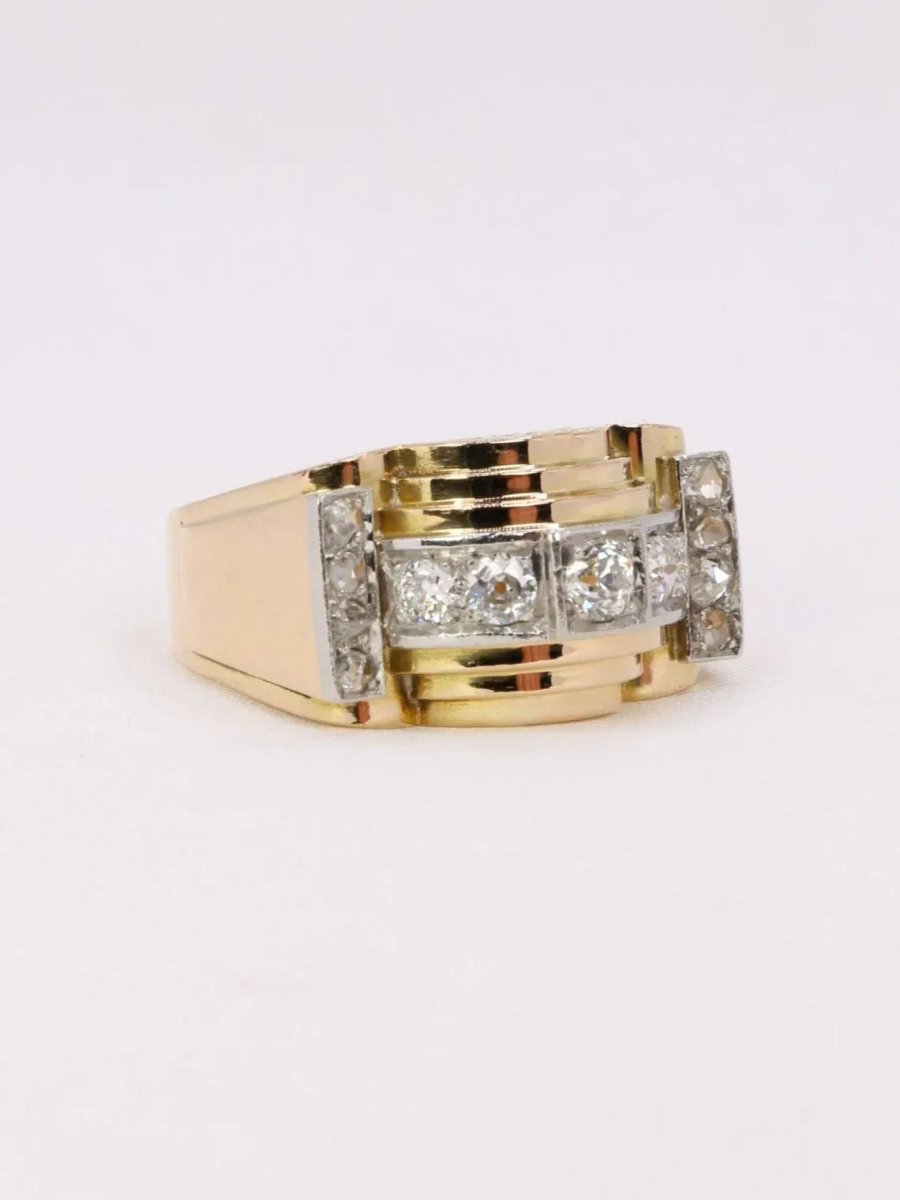 Bague tank or jaune diamants - Castafiore