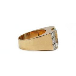 Bague Tank - Or jaune, Platine, Aigue - Marine et Diamants - Castafiore